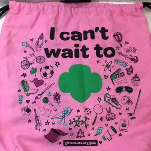 Pink Girl Scouts Sling Backpack w/ Drawstring Closure 15"x14.5"